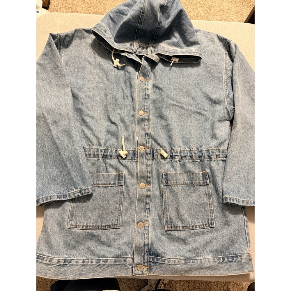 Vintage Billy Blues Denim Hooded Jacket Made USA Medium Long Coat Blue Jean